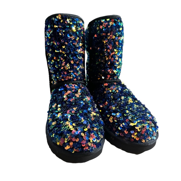 UGG Black Short Classic Stellar Sequin Boots 37 US 6 - Picture 4 of 12